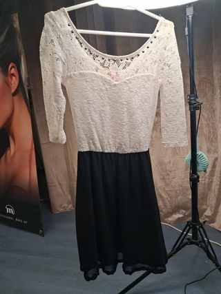 Vestido de fiesta blanco y negro