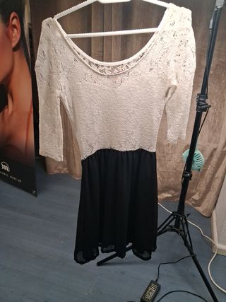 Vestido de fiesta blanco y negro