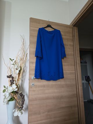 Abito blu donna con maniche a 3/4