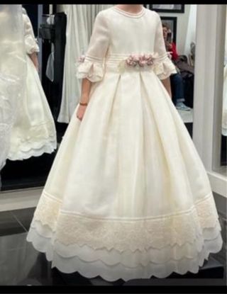 Vestido Comunión Rosa Clara Blanco