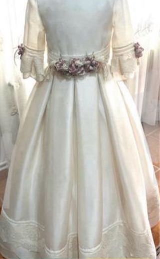 Vestido Comunión Rosa Clara Blanco