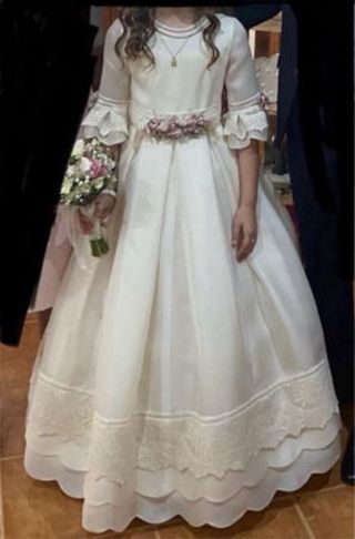 Vestido Comunión Rosa Clara Blanco
