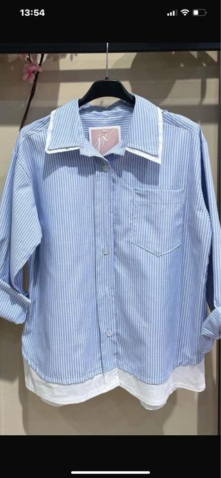 Camisa Rayas Mujer Azul y Blanco