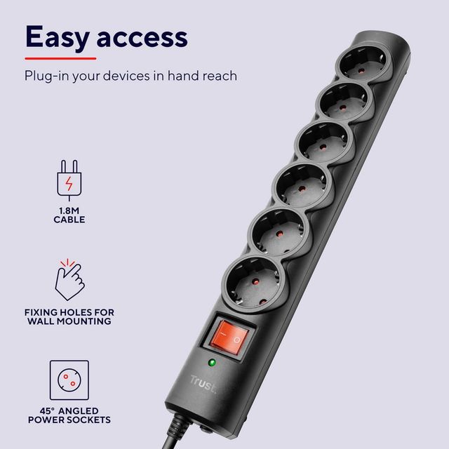 Regleta Trust 6 Tomas con Interruptor