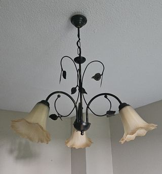 Lámpara de techo floral beige y dorada