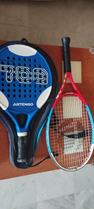 Raqueta pádel Artengo 700 y raqueta tenis niño. 