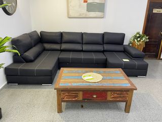 Sofá cama de piel negro - Nuevo!