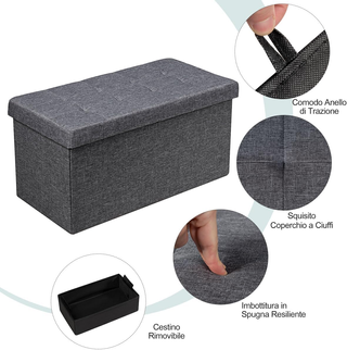 Ottomana Salvaspazio Pieghevole da 80 cm, Cassapan