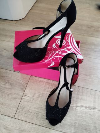 Zapatos de fiesta/boda negros con pedrería