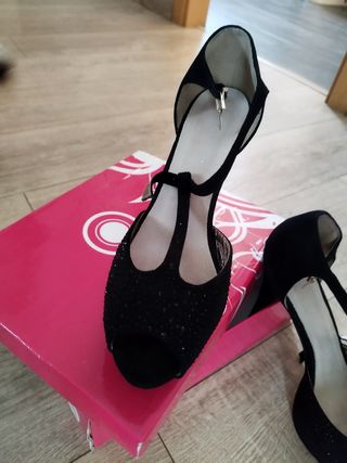 Zapatos de fiesta/boda negros con pedrería