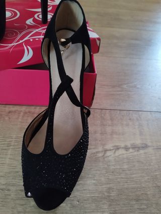 Zapatos de fiesta/boda negros con pedrería