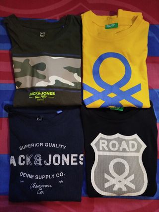 Camisetas Jack & Jones y benetton niño manga larga