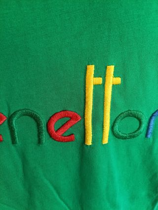Camiseta Benetton Bordada Verde Talla XL Hombre