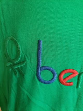 Camiseta Benetton Bordada Verde Talla XL Hombre