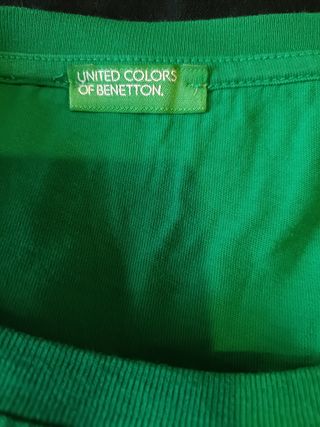 Camiseta Benetton Bordada Verde Talla XL Hombre