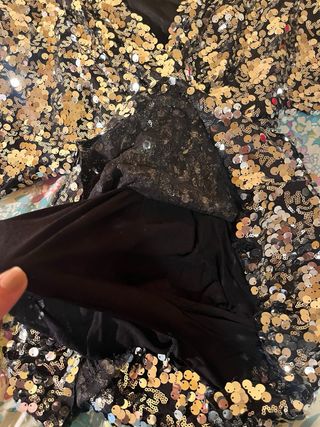 Vestido/Mono Lentejuelas Negro y Plateado