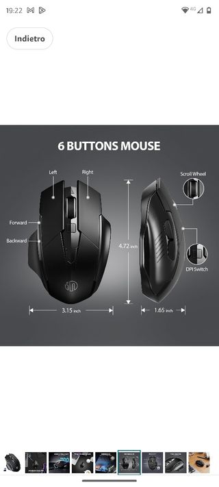 Mouse inphic Wireless Nero  vino a 1600 dpi