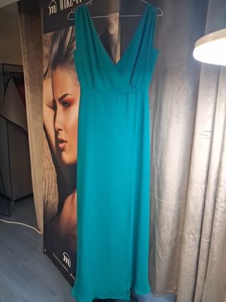 Vestido fiesta boda verde azulado turquesa