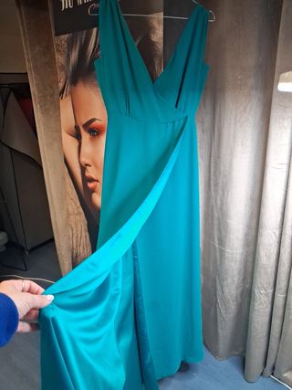 Vestido fiesta boda verde azulado turquesa