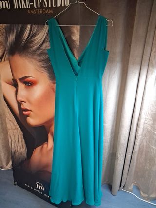 Vestido fiesta boda verde azulado turquesa