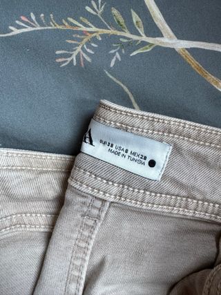 Zara Jeans Rectos Anchos Beige