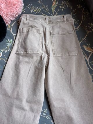 Zara Jeans Rectos Anchos Beige