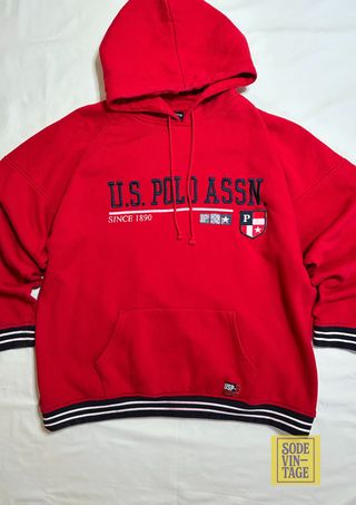 Sudadera U.S. Polo Assn. Roja Bordada Logo TallaXL
