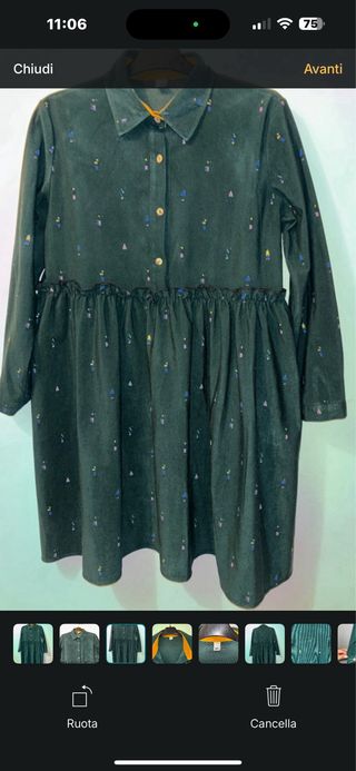 Vestito verde velluto con stampa
