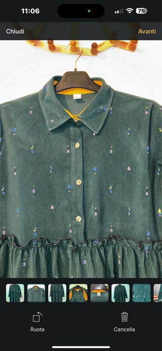 Vestito verde velluto con stampa