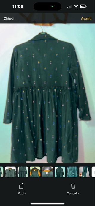 Vestito verde velluto con stampa