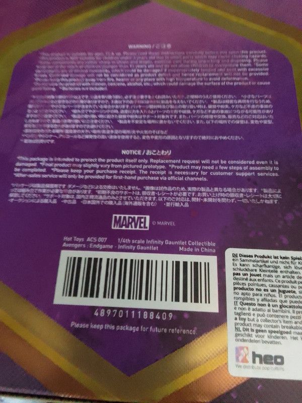 Guanto Infinity 1/4 Hot Toys Avengers Endgame