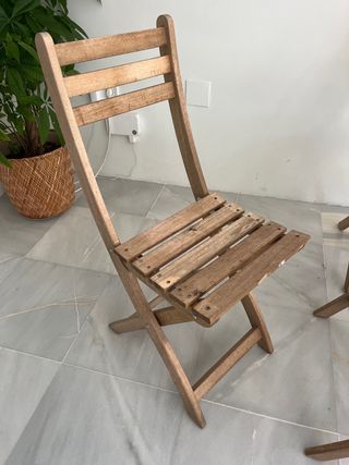 Conjunto Mesa y 3 Sillas Terraza Madera