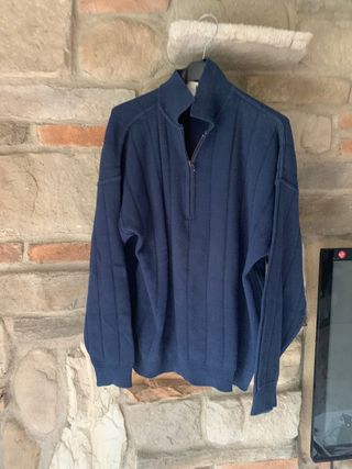 Maglione uomo blu con zip