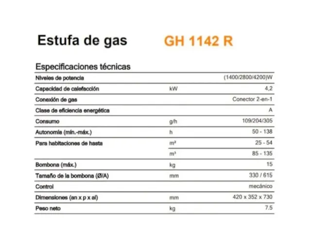 Estufa de butano Qlima negra