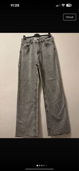 Jeans grigi a vita alta