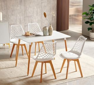 Set 4 Sedie Nordiche Bianche Moderne