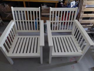 Banco de jardín de madera blanco