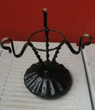 Lotto Candelabro + Svuotatasche in ferro battuto