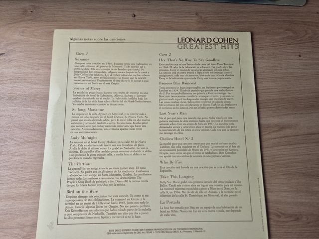 Vinilo Leonard Cohen Greatest hits