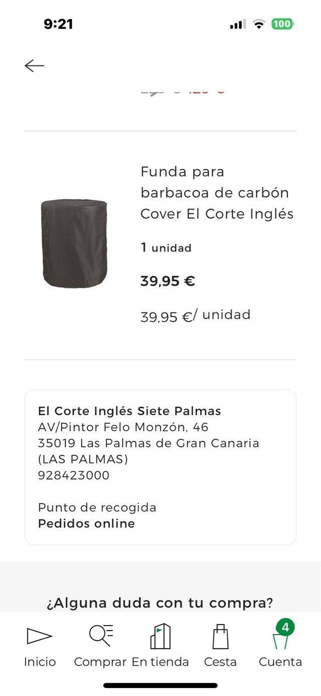 Churrasqueira nova em caixa El Corte Inglés