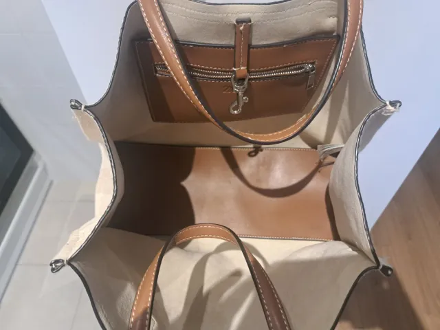 Bolso Zara Beige Rayas