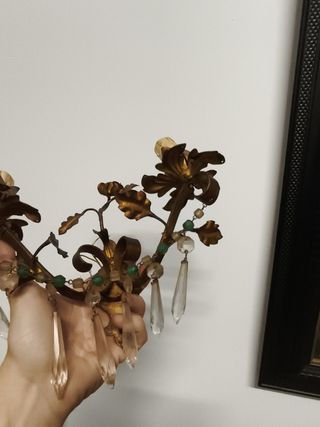 2 Apliques italianos dorados con cristales