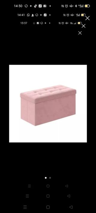 Pouf contenitore rosa in tessuto
