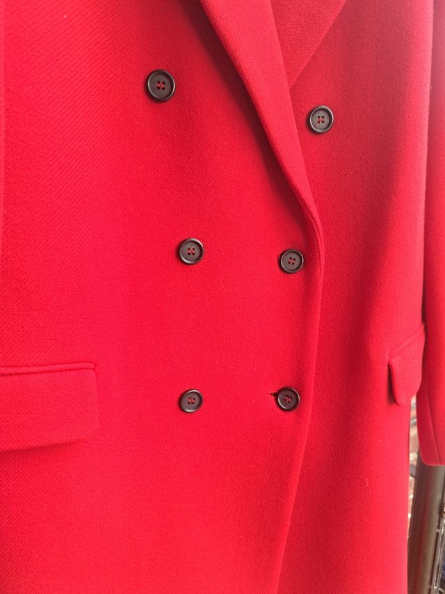 Abrigo Zara Rojo XL lana manteco