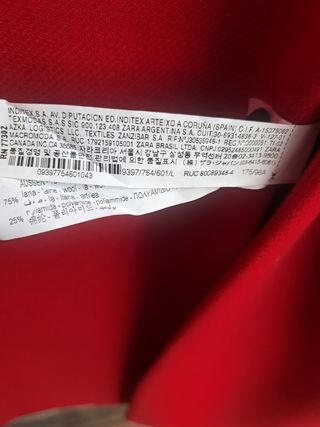 Abrigo Zara Rojo XL lana manteco
