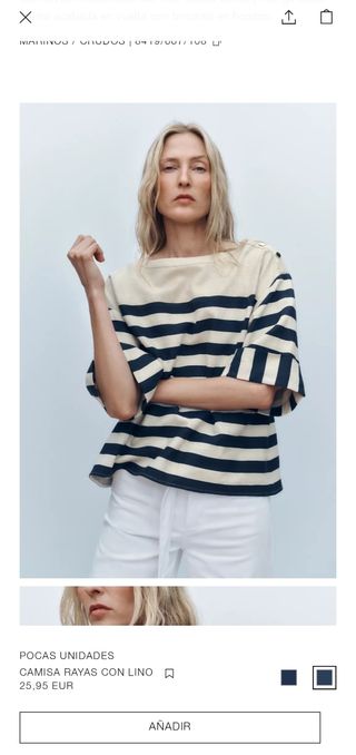 Camiseta Lino Mujer Zara Talla L Rayas