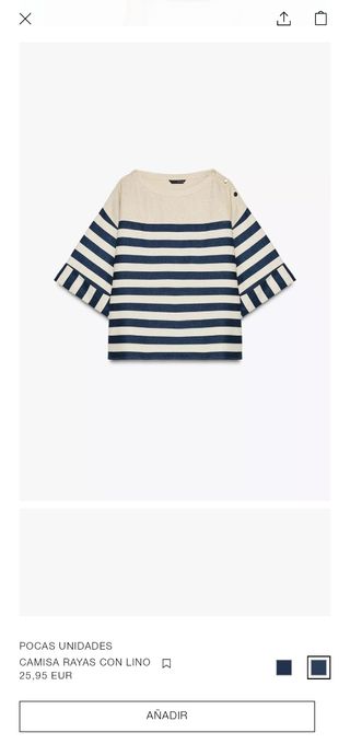 Camiseta Lino Mujer Zara Talla L Rayas