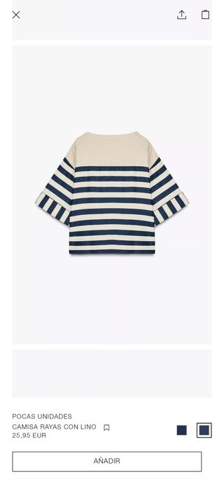 Camiseta Lino Mujer Zara Talla L Rayas