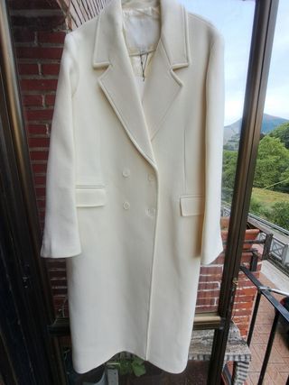 Abrigo Lana Zara Mujer XL Blanco