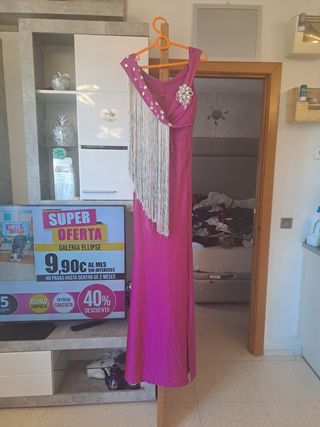 Vestido de fiesta rosa y plateado